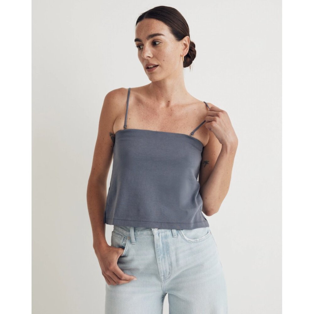 Madewell Blue Spaghetti-Strap Tube Tank Top Sunfaded Indigo Tencel Lyocell Sz S